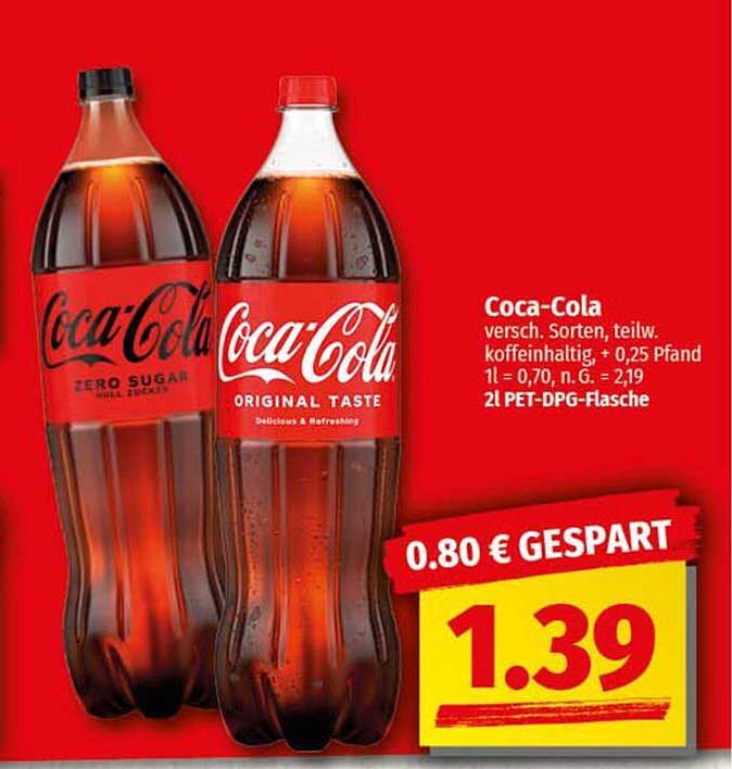 Coca-Cola 2L PET-DPG-Flasche - Original Taste und Zero Sugar