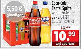 Coca-Cola, Fanta, Sprite - 12er-Paket (1,0 L PET)