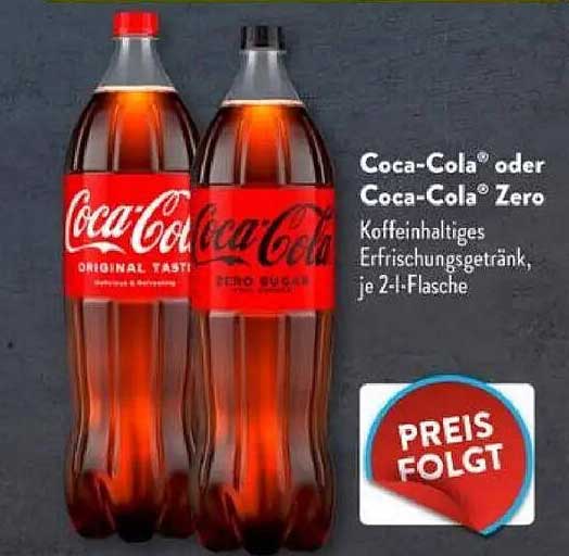 Coca-Cola® oder Coca-Cola® Zero – Koffeinhaltiges Erfrischungsgetränk, je 2-l-Flasche
