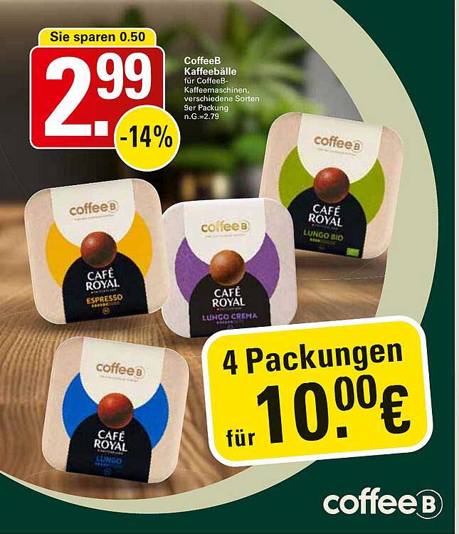 CoffeeB Kaffeebälle für CoffeeB-Kaffeemaschinen, verschiedene Sorten