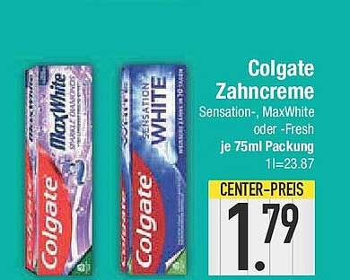Colgate Zahnpasta Sensation - MaxWhite oder -Fresh je 75 ml