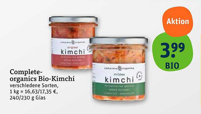 Complete-organics Bio-Kimchi, verschiedene Sorten