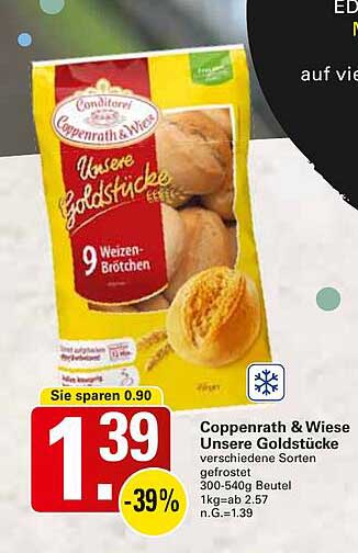 Coppenrath & Wiese Unsere Goldstücke 9 Weizen-Brötchen gefrostet, verschiedene Sorten