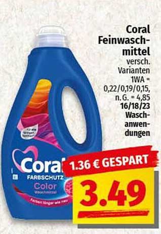 Coral Feinwaschmittel - Farbschutz für bunte Wäsche