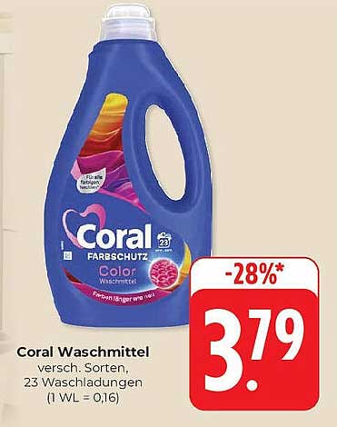 Coral Waschmittel - Farbenschutz, verschiedene Sorten, 23 Waschladungen