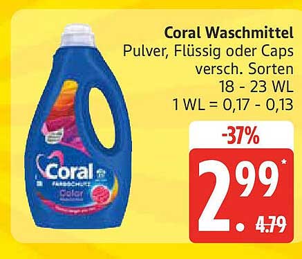 Coral Waschmittel - Pulver, Flüssig oder Caps
