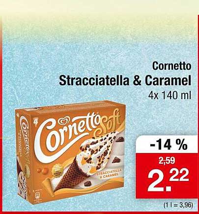 Cornetto Stracciatella & Caramel 4x140ml