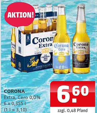 CORONA Extra, Cero 0,0%, 6 x 0,355 l