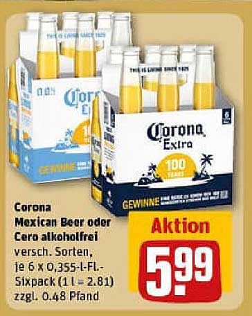 Corona Mexican Beer oder Cero alkoholfrei - Sixpack