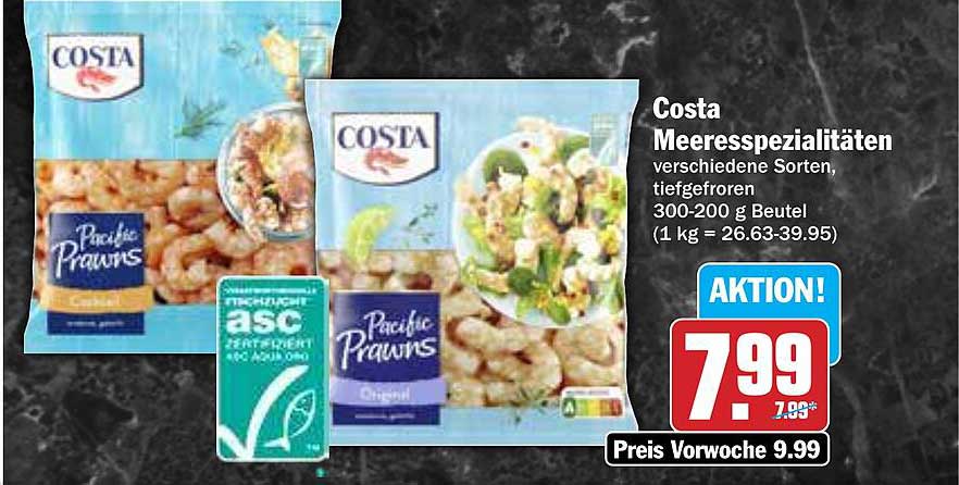 Costa Meeres Spezialitäten – verschiedene Sorten, tiefgefroren