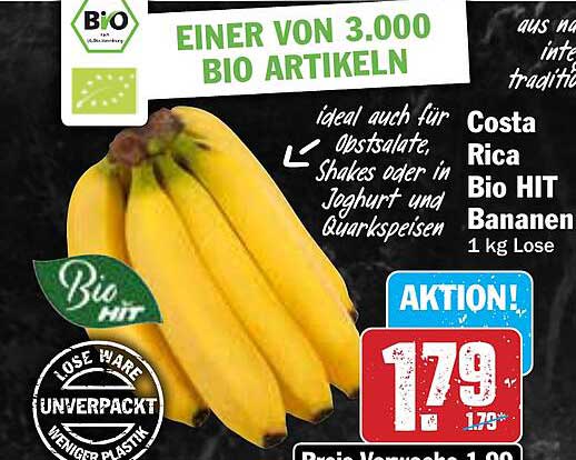 Costa Rica Bio HIT Bananen 1 kg Lose