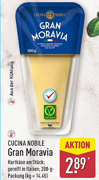 CUCINA NOBILE Gran Moravia Hartkäse am Stück 200 g