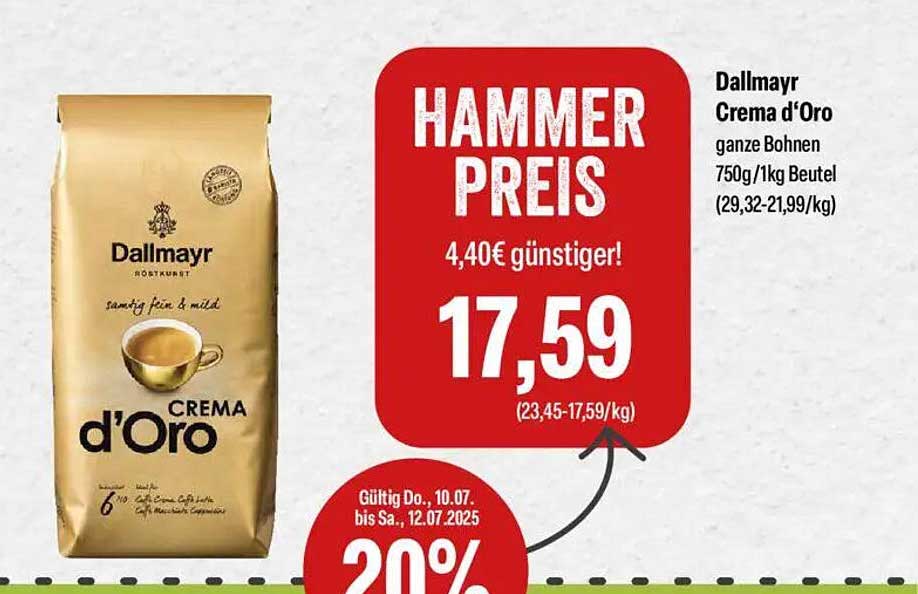 Dallmayr Crema d'Oro ganze Bohnen 750g