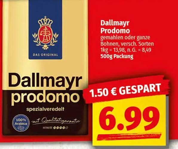 Dallmayr Prodomo gemahlen oder ganze Bohnen 500g
