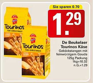 De Beukelaer Tourinos Käse Gebäckstangen mit feinschmeckendem Gouda 125g Packung