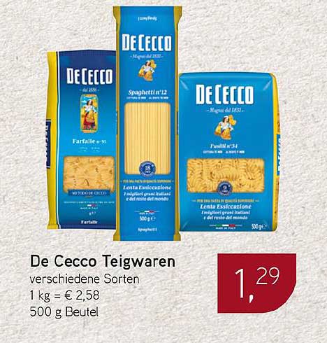 De Cecco Teigwaren - verschiedene Sorten