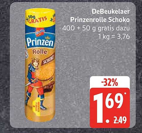 DeBeukelaer Prinzenrolle Schoko 400 g + 50 g gratis dazu