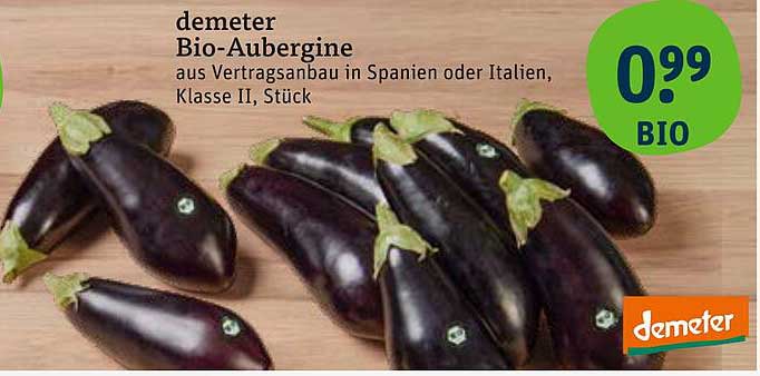demeter Bio-Aubergine aus Vertragsanbau in Spanien oder Italien, Klasse II, Stück