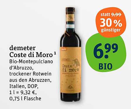 demeter Coste di Moro - Bio-Montepulciano d'Abruzzo, trockener Rotwein