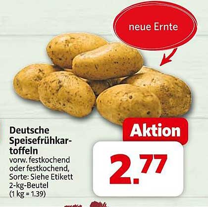 Deutsche Speisefrüh kartoffeln 2-kg-Beutel