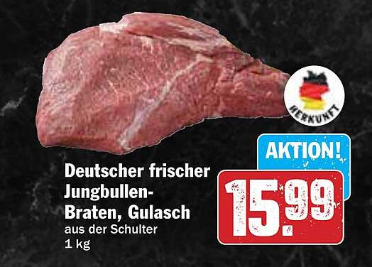 Deutscher frischer Jungbullen-Braten, Gulasch aus der Schulter 1 kg
