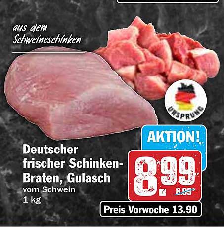 Deutscher frischer Schinken-Braten, Gulasch vom Schwein 1 kg