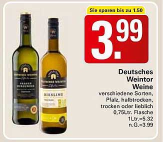 Deutsches WeinTor Weine - verschiedene Sorten aus der Pfalz, 0,75 L Flasche