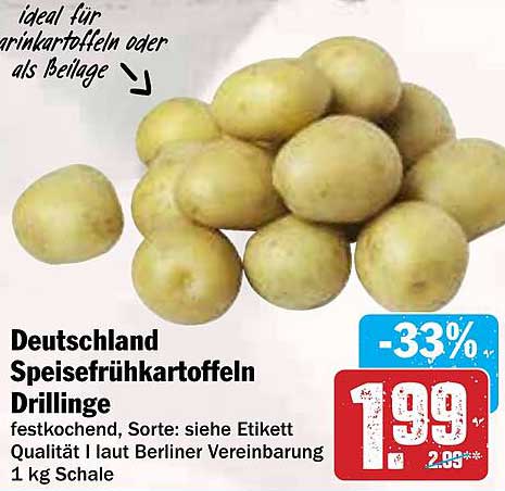 Deutschland Speisefrühkartoffeln Drillinge