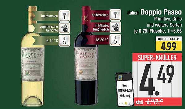 Doppio Passo Italien Primitivo, Grillo und weitere Sorten je 0,751 Flasche
