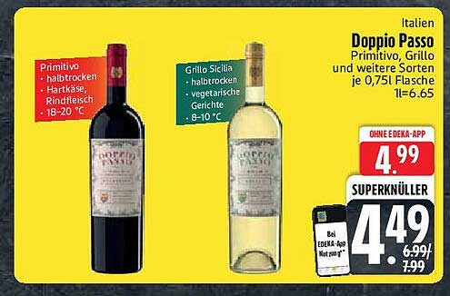 Doppio Passo - Primitivo, Grillo und weitere Sorten je 0,75l Flasche