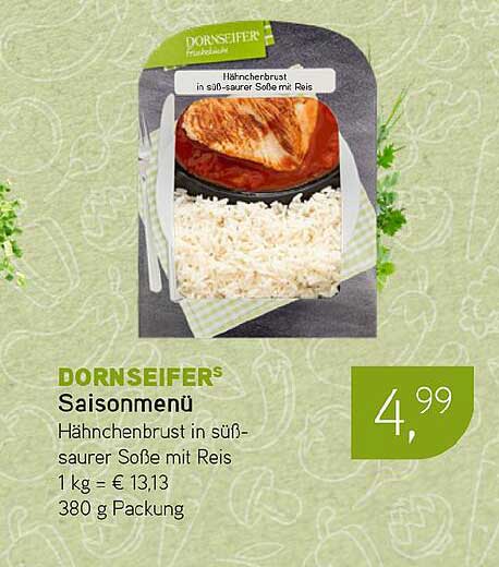DORNSEIFER® Saisonmenü Hähnchenbrust in süß-saurer Soße mit Reis