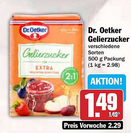 Dr. Oetker Gelierzucker verschiedene Sorten 500 g Packung