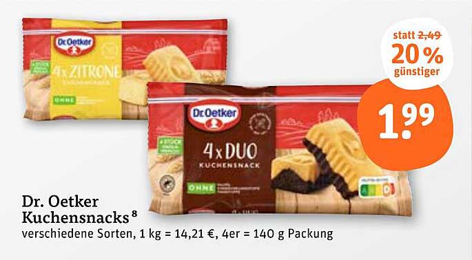 Dr. Oetker Kuchensnacks 4x DUO und Zitronen-Kuchensnacks