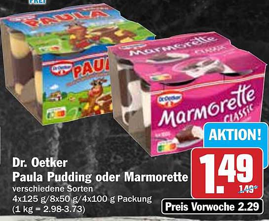 Dr. Oetker Paula Pudding oder Marmorette in verschiedenen Sorten