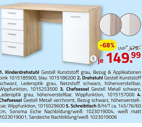 Drehstuhl Gestell Kunststoff schwarz, Lederoptik grau, Netzstoff schwarz, höhenverstellbar, Wippfunktion