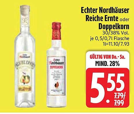 Echter Nordhäuser Reiche Ernte oder Doppel-korn 0,5/0,7 Liter
