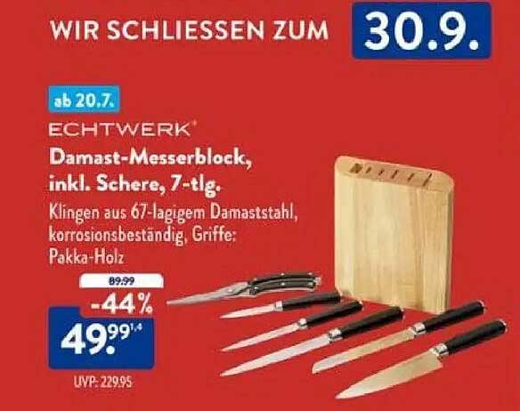 Echtwerk® Damast-Messerblock, inkl. Schere, 7-tlg.