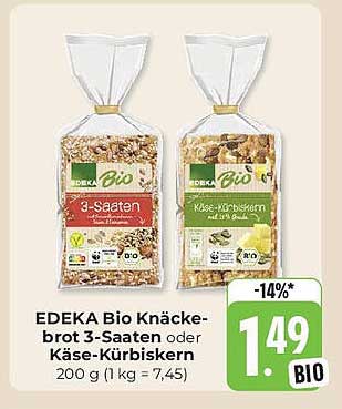 EDEKA Bio Knäckebrot 3-Saaten oder Käse-Kürbiskern