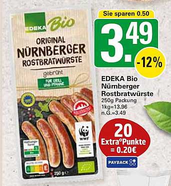 EDEKA Bio Nürnberger Rostbratwürste 250g Packung