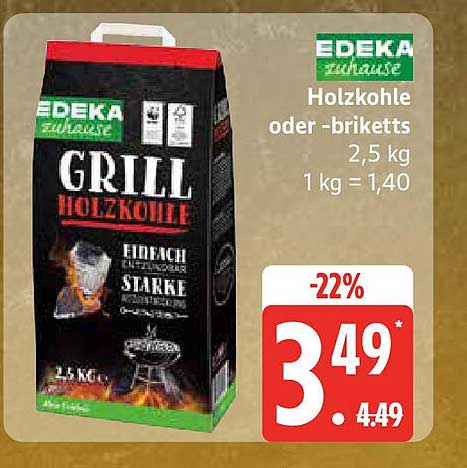 EDEKA Grill-Holzkohle oder -briketts 2,5 kg