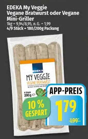 EDEKA My Veggie Vegane Bratwurst oder Vegane Mini-Griller