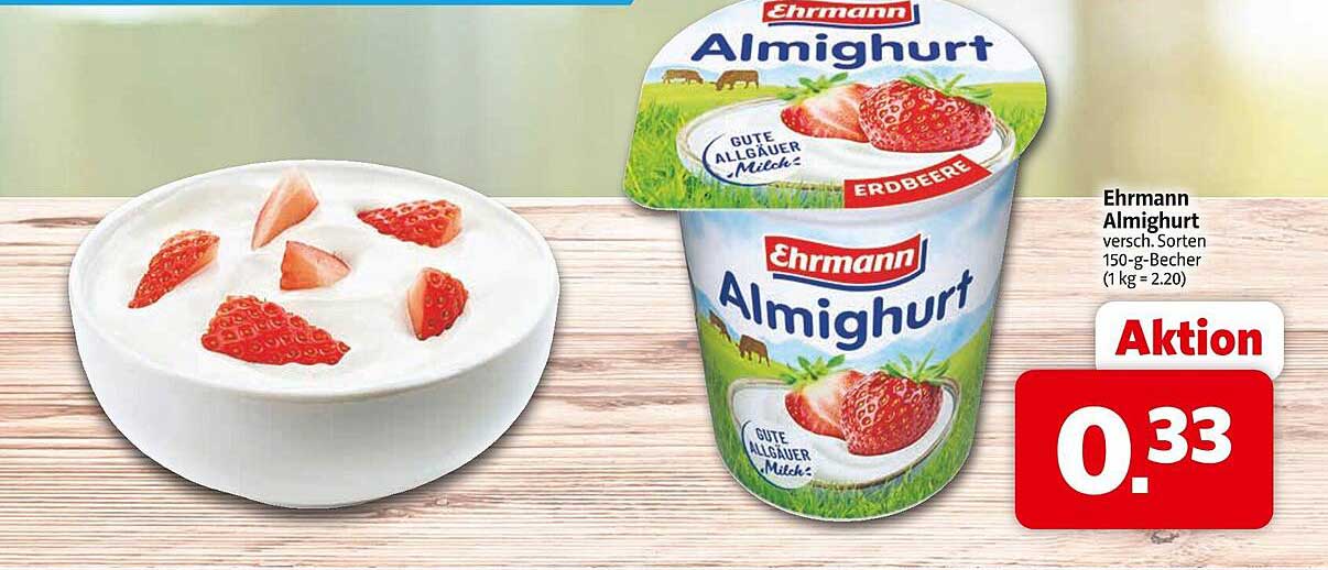 Ehrmann Almighurt Erdbeere 150-g-Becher zum Spezialpreis von 0,33 €
