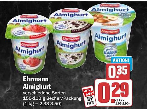 Ehrmann Almighurt verschiedene Sorten 150-100 g Becher/Packung