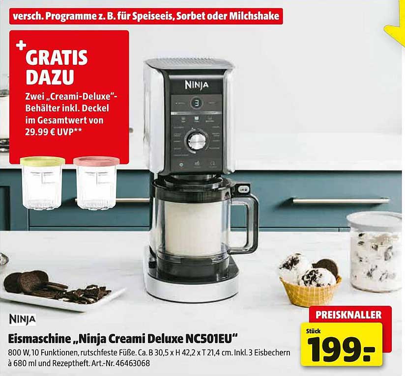 Eismaschine „Ninja Creami Deluxe NC501EU“ mit GRATIS Behältern