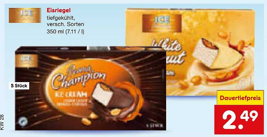 Eisriegel tiefgekühlt, verschiedene Sorten, 350 ml