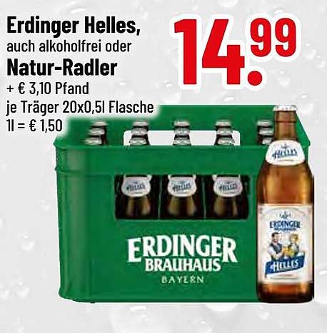 Erdinger Helles, auch alkoholfrei oder Natur-Radler