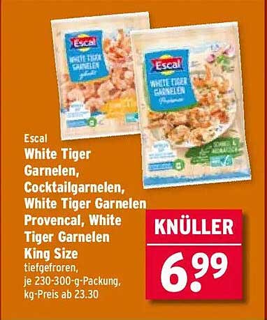 Escal White Tiger Garnelen, Cocktailgarnelen, White Tiger Garnelen Provencal, White Tiger Garnelen King Size