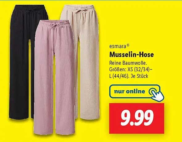esmarada® Musselin-Hose in verschiedenen Farben