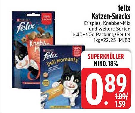 felix Katzen-Snacks - Crispies, Knabber-Mix und weitere Sorten