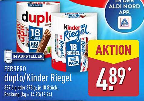 Ferrero duplo/Kinder Riegel 18 Stück